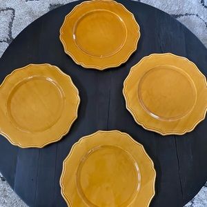 (4) 13.5" diameter Crate & Barrel gold chargers